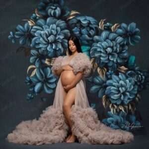 Pregnant-Mother-Puffy-Tiered-Ruffled-Maternity-Dress-Mommy-Me-Wear-White-_-1T
