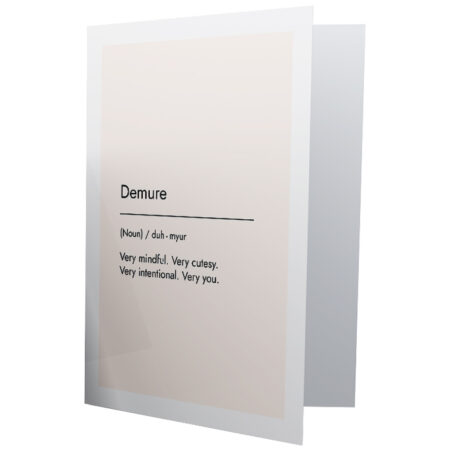 Demure Definition Card Cover Cream - demure defition-demure greeting card